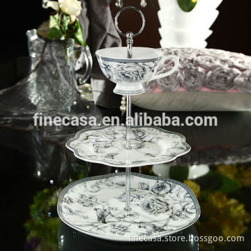 Elegant Style Fine White Porcelain 3 Tier Cake Stand of Nocturne
